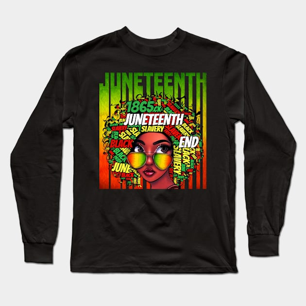 Juneteenth Independence Day Afro Melanin Natural Hair Womens Long Sleeve T-Shirt by joneK